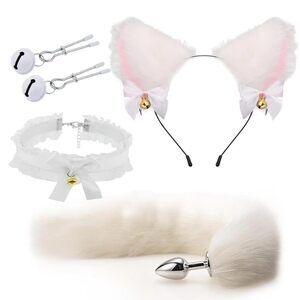 5387 Aobrzhau 4 Pcs Cat Ears And Wolf Fox Animal Tail Cosplay